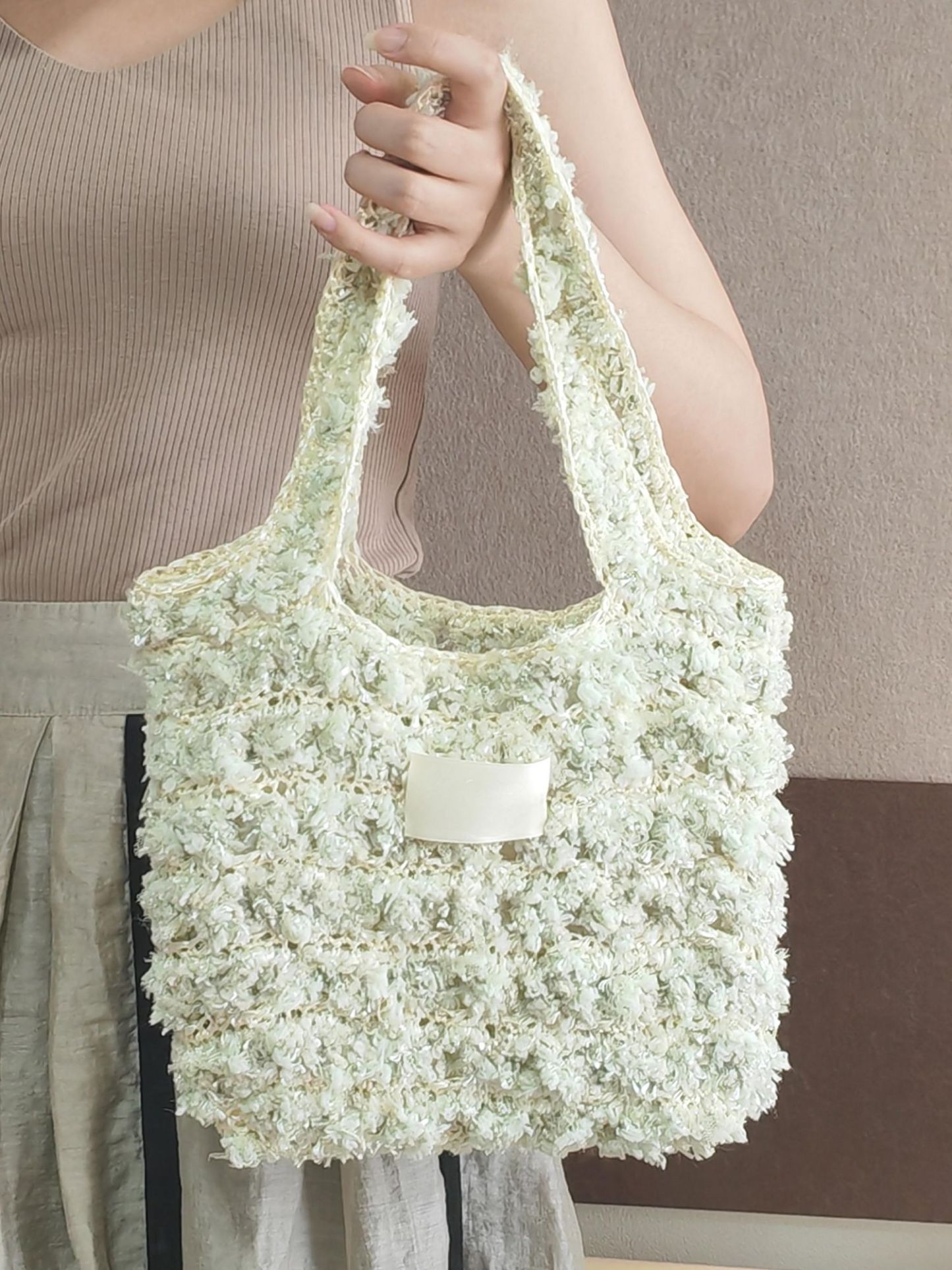 Hand Mixed Waffle Ribbon Bag DIY Material Bag Handwoven Gift Birthday Girlfriend Valentine's Day Girlfriend Gift-HOOKSTH