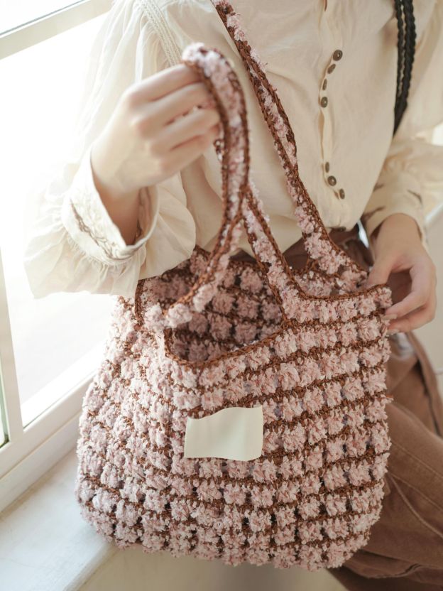 Hand Mixed Waffle Ribbon Bag DIY Material Bag Handwoven Gift Birthday Girlfriend Valentine's Day Girlfriend Gift-HOOKSTH