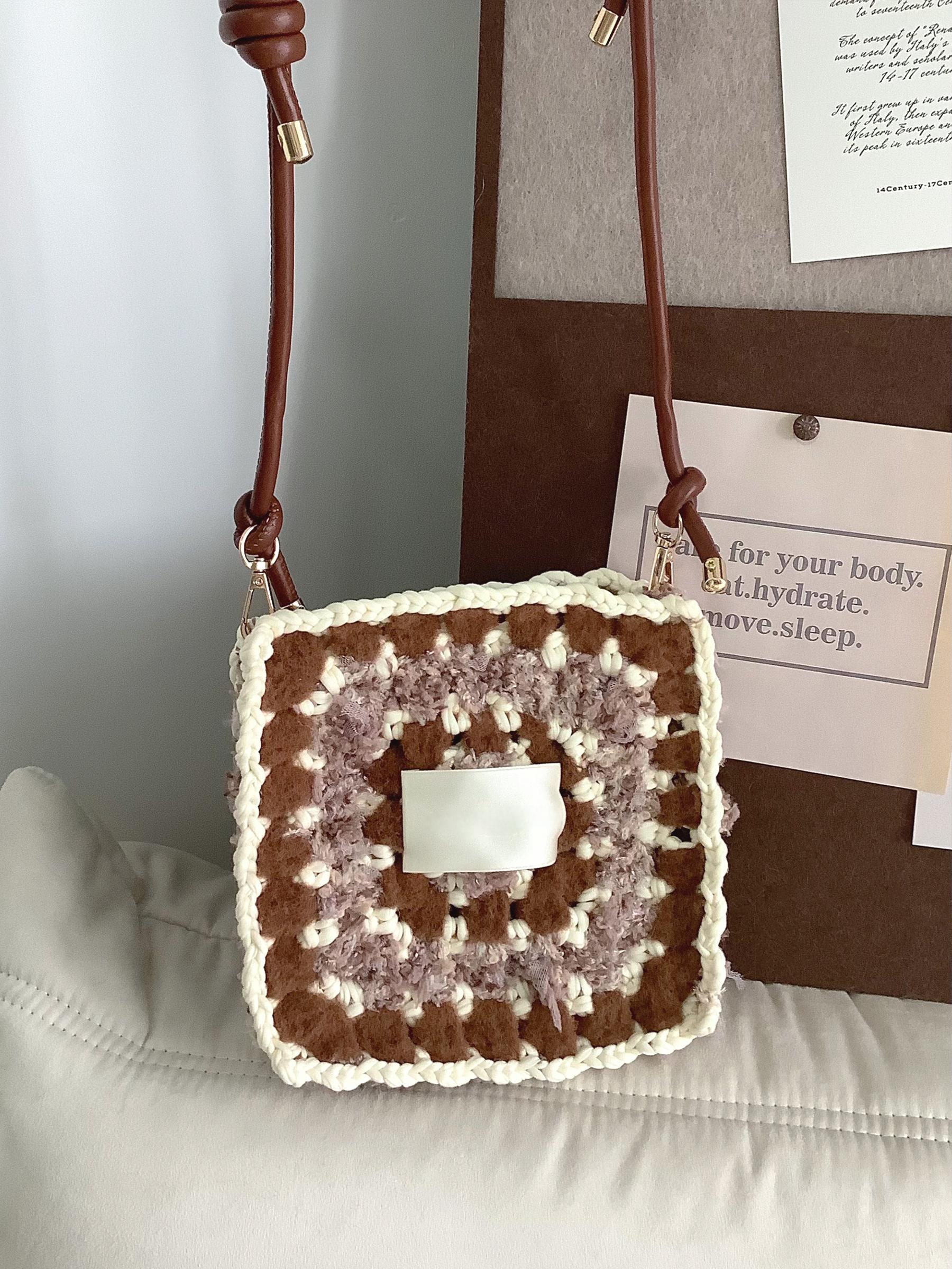 Hand mixed thread Biscuit Bag DIY Material Bag Handmade Gift Crocheted Original Maillard Shoulder Crossbody-HOOKSTH