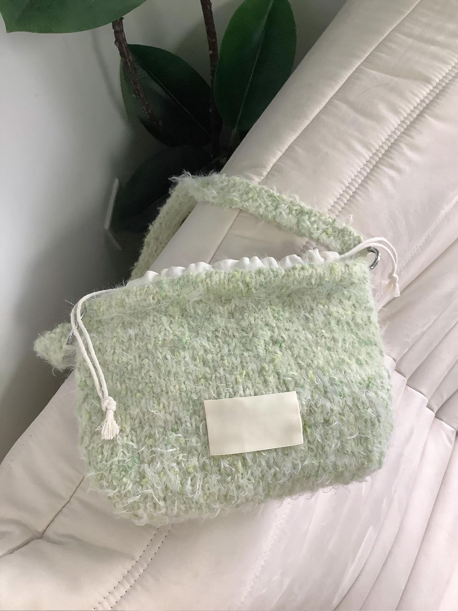 Hand mixed thread moss bag DIY material bag Original woven gift Gift handmade green shoulder bag-HOOKSTH