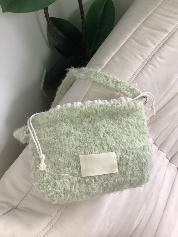 Hand mixed thread moss bag DIY material bag Original woven gift Gift handmade green shoulder bag-HOOKSTH