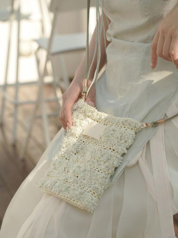 Hand mixed thread Ribbon Mobile Phone Crossbody Bag DIY Material Bag Crocheted Handmade Gift Original Valentine's Day Girlfriend Birthday-HOOKSTH