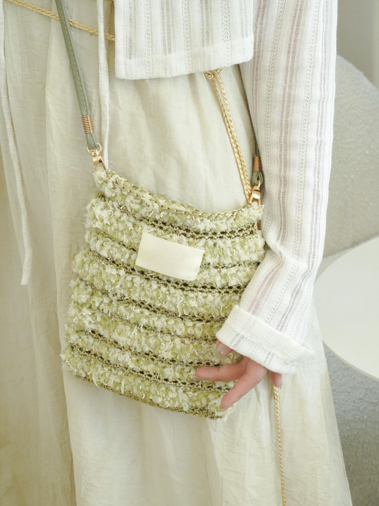 Hand mixed thread Ribbon Mobile Phone Crossbody Bag DIY Material Bag Crocheted Handmade Gift Original Valentine's Day Girlfriend Birthday-HOOKSTH