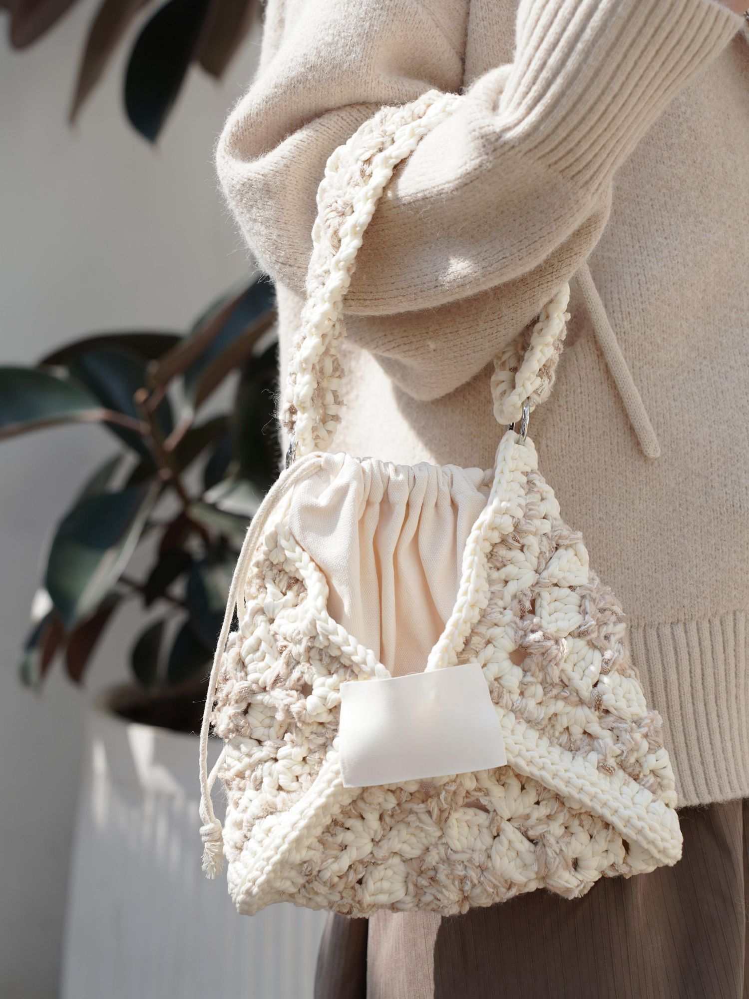 Hand mixed thread flower bag DIY material bag crocheted shoulder handmade gift original-HOOKSTH