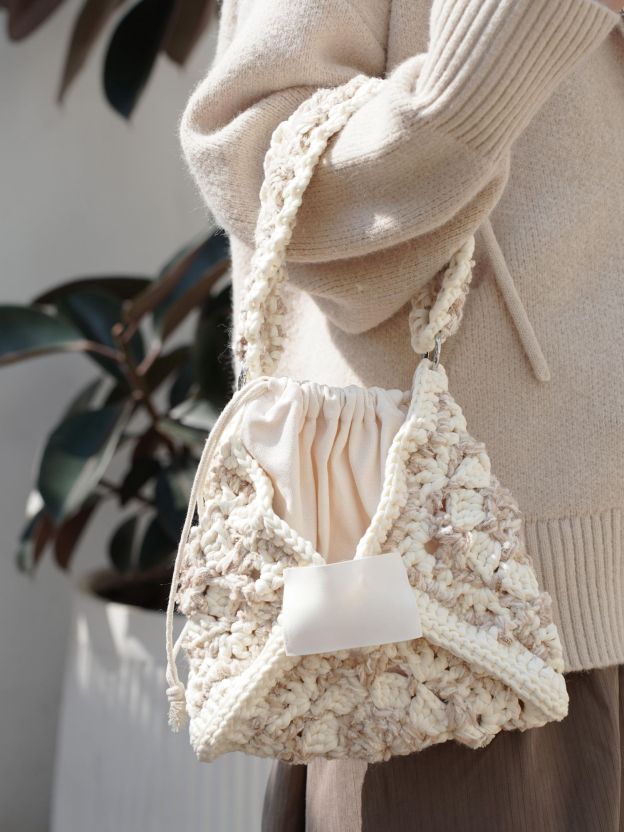 Hand mixed thread flower bag DIY material bag crocheted shoulder handmade gift original-HOOKSTH