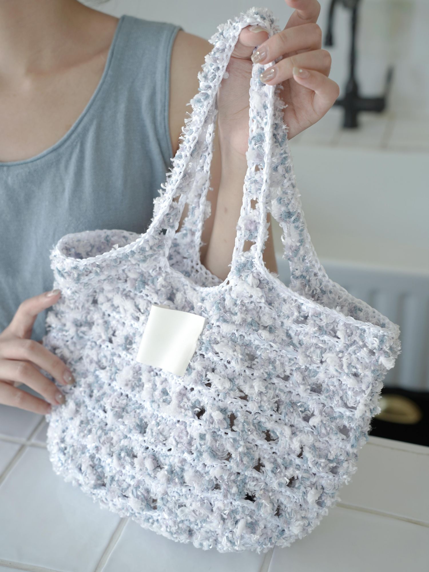 Hand Mixed Waffle Ribbon Bag DIY Material Bag Handwoven Gift Birthday Girlfriend Valentine's Day Girlfriend Gift-HOOKSTH