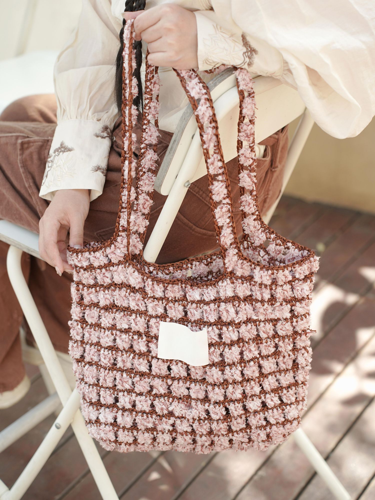 Hand Mixed Waffle Ribbon Bag DIY Material Bag Handwoven Gift Birthday Girlfriend Valentine's Day Girlfriend Gift-HOOKSTH