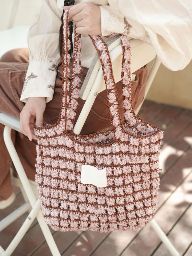 Hand Mixed Waffle Ribbon Bag DIY Material Bag Handwoven Gift Birthday Girlfriend Valentine's Day Girlfriend Gift-HOOKSTH