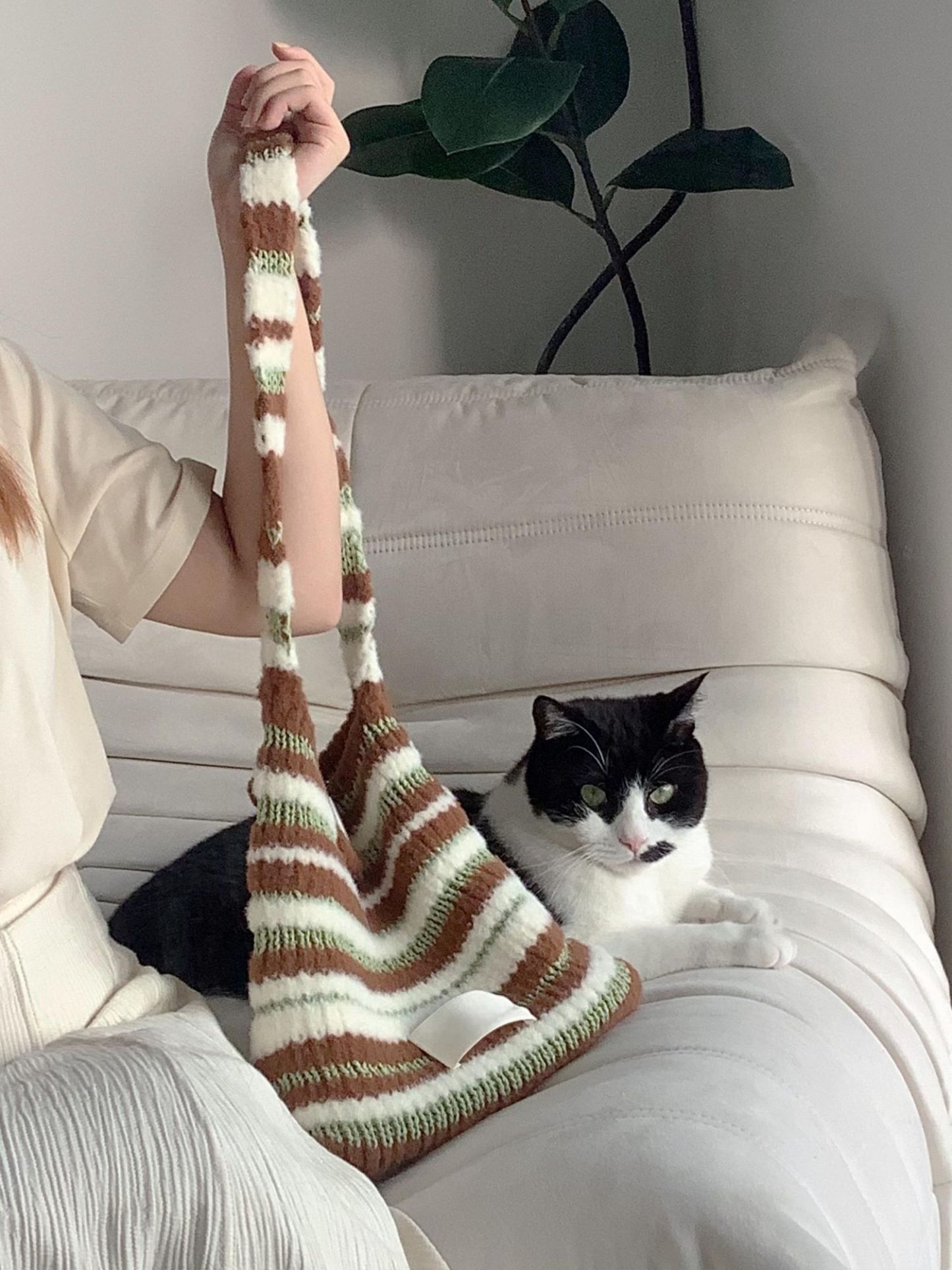 Marshmallow mix color bag DIY material bag shoulder crossbody soft hand-woven autumn and winter gifts original-HOOKSTH