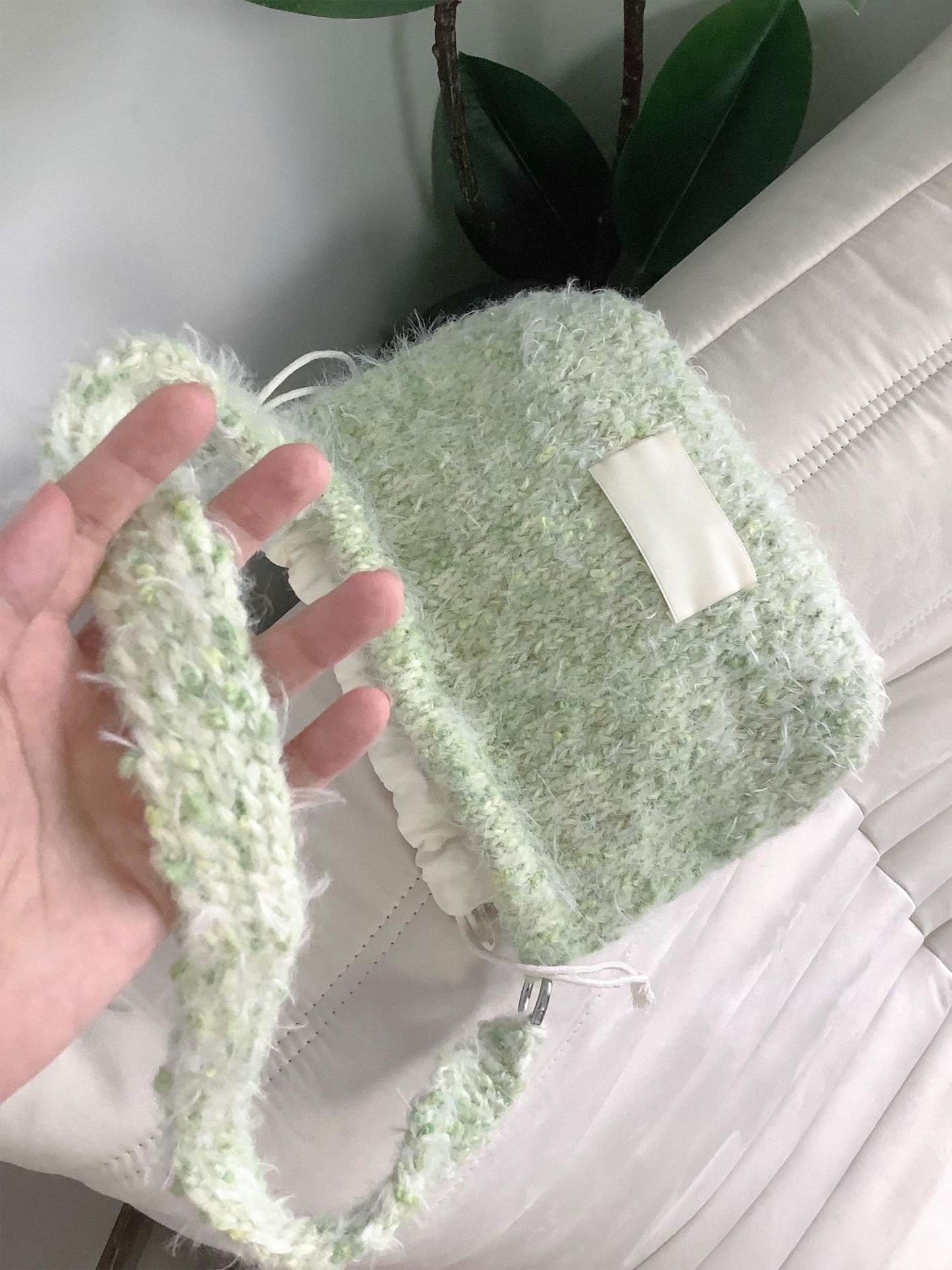 Hand mixed thread moss bag DIY material bag Original woven gift Gift handmade green shoulder bag-HOOKSTH