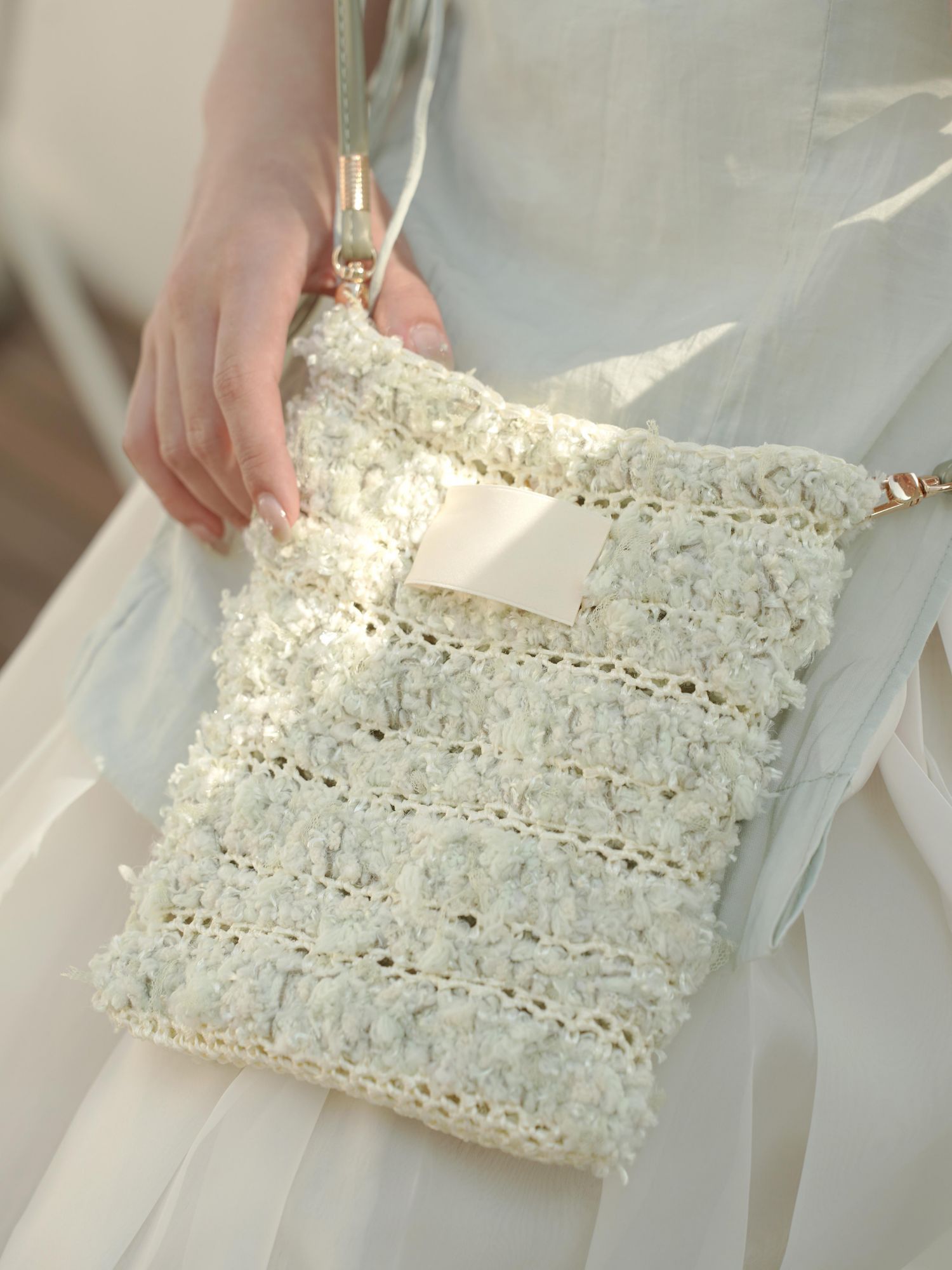 Hand mixed thread Ribbon Mobile Phone Crossbody Bag DIY Material Bag Crocheted Handmade Gift Original Valentine's Day Girlfriend Birthday-HOOKSTH