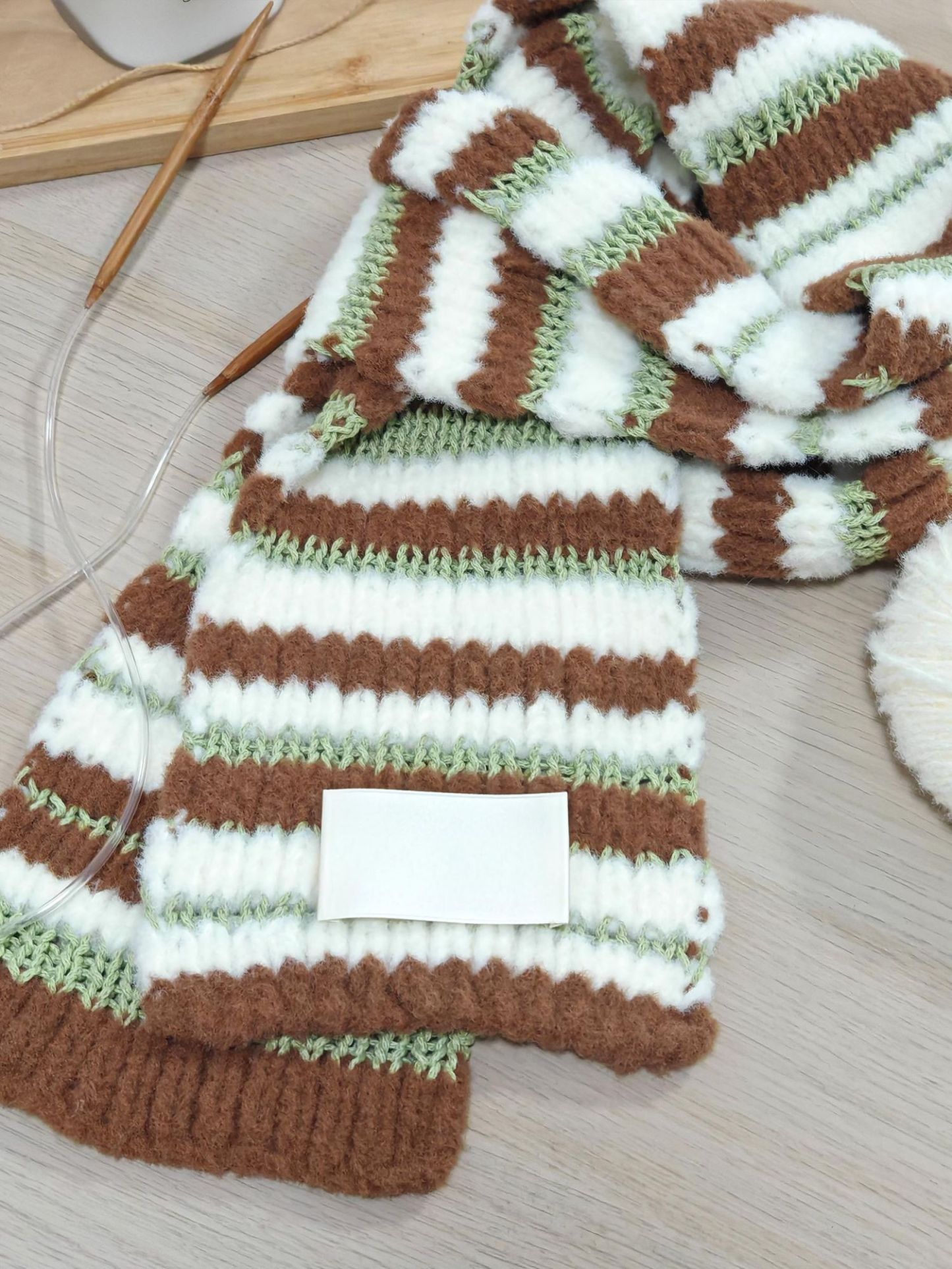 Marshmallow mix color scarf DIY material package woven handmade gift original contrasting color couple autumn and winter Christmas Valentine's Day New Year-HOOKSTH