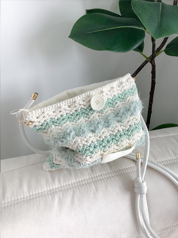 Hand mixed thread Bobo Bag DIY Material Bag Woven Handmade Bag Crocheted Original Contrast Color One Shoulder Crossbody-HOOKSTH