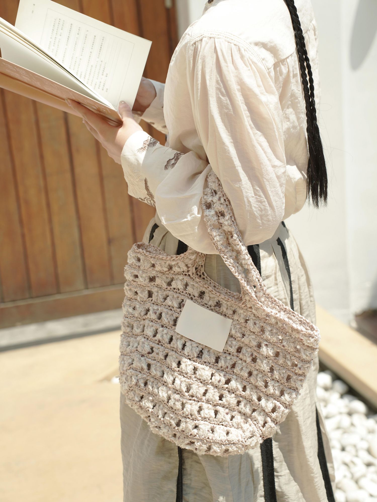 Hand Mixed Waffle Ribbon Bag DIY Material Bag Handwoven Gift Birthday Girlfriend Valentine's Day Girlfriend Gift-HOOKSTH