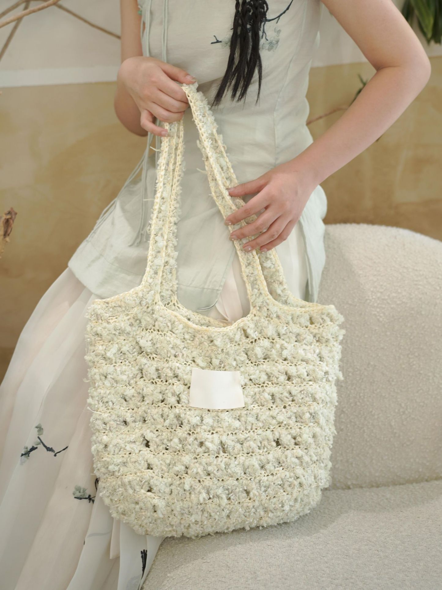 Hand Mixed Waffle Ribbon Bag DIY Material Bag Handwoven Gift Birthday Girlfriend Valentine's Day Girlfriend Gift-HOOKSTH