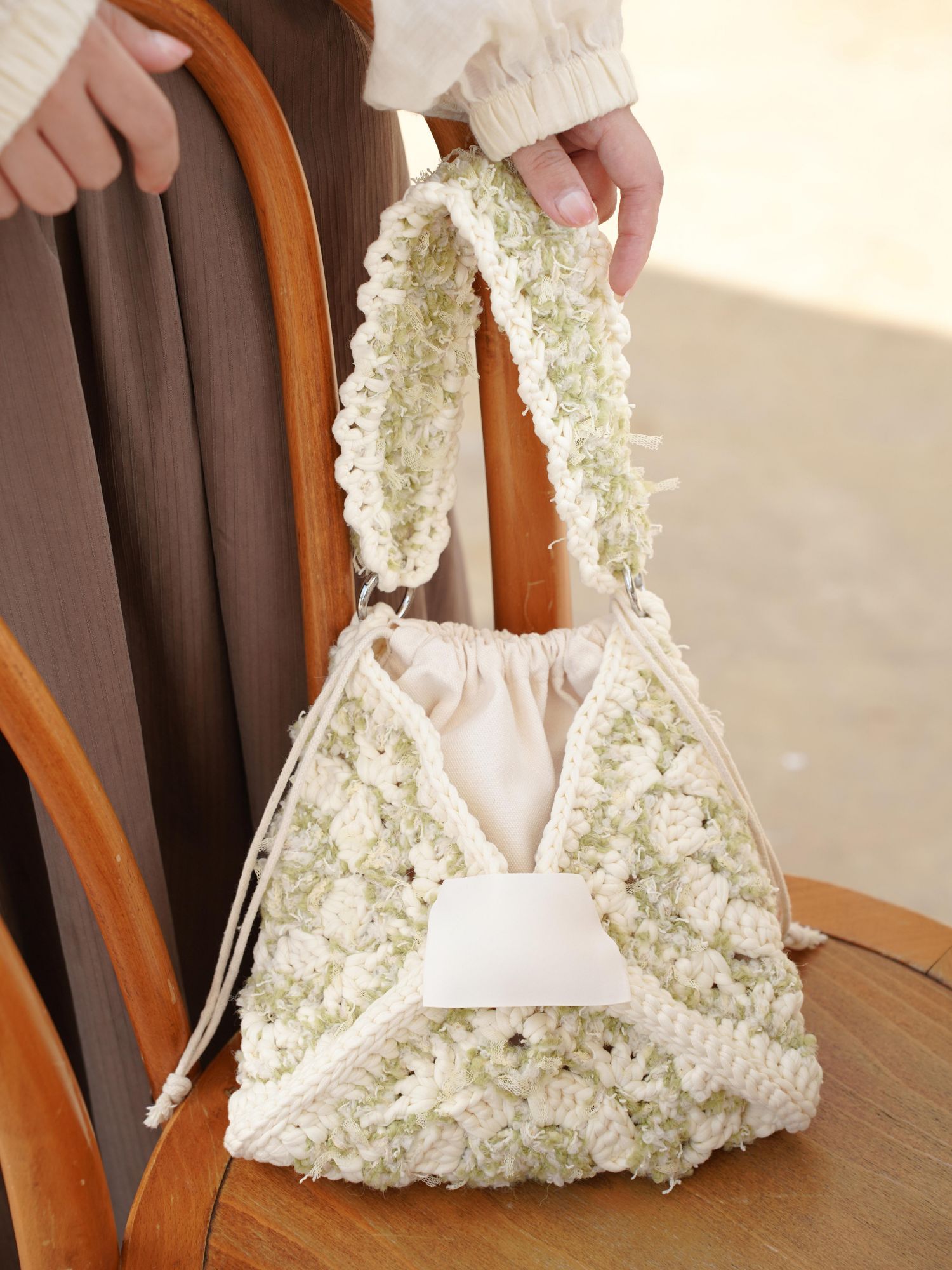 Hand mixed thread flower bag DIY material bag crocheted shoulder handmade gift original-HOOKSTH