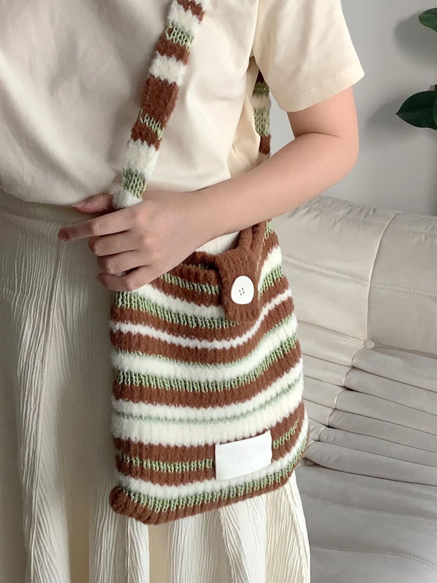 Marshmallow mix color bag DIY material bag shoulder crossbody soft hand-woven autumn and winter gifts original-HOOKSTH