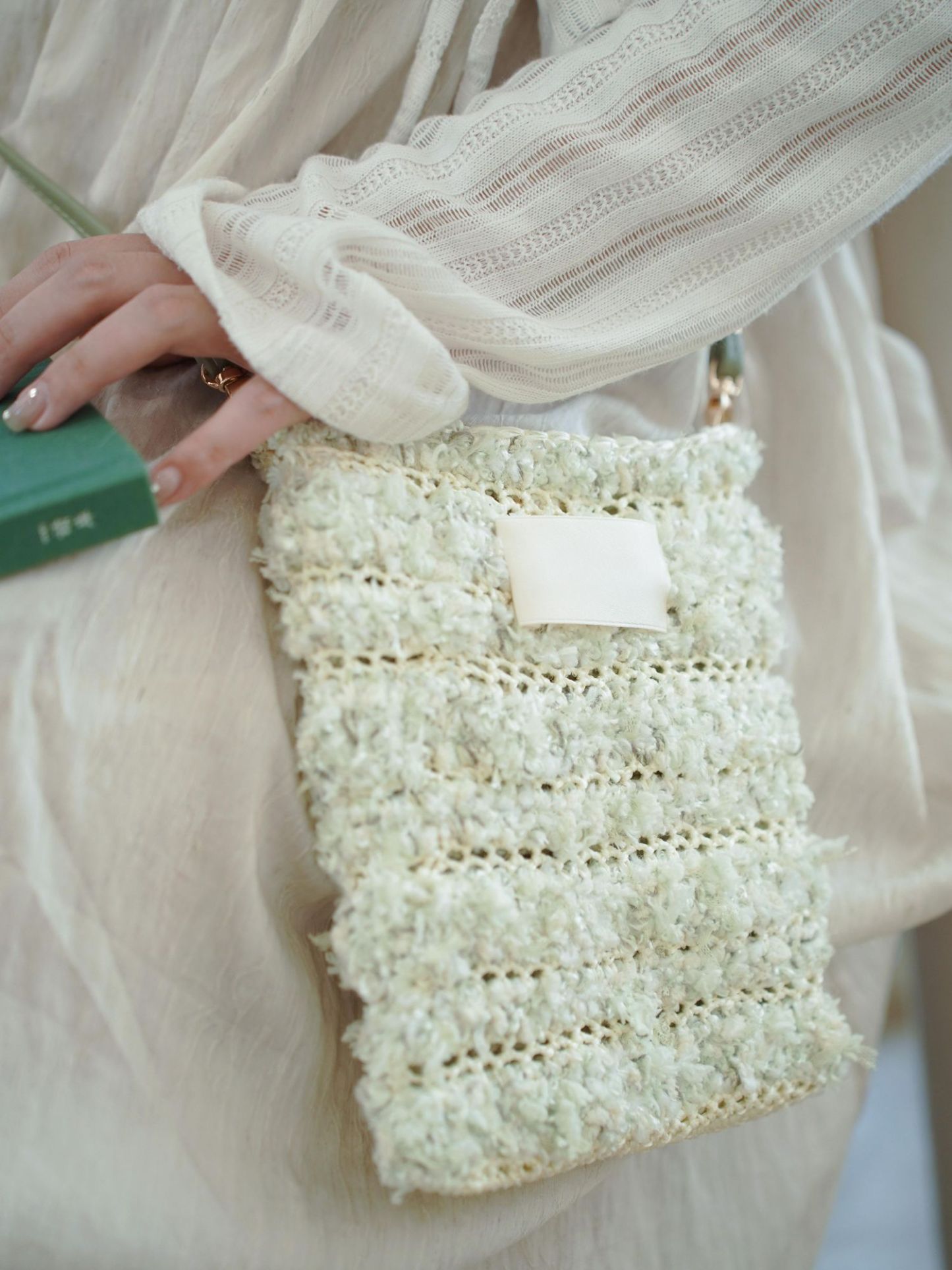 Hand mixed thread Ribbon Mobile Phone Crossbody Bag DIY Material Bag Crocheted Handmade Gift Original Valentine's Day Girlfriend Birthday-HOOKSTH