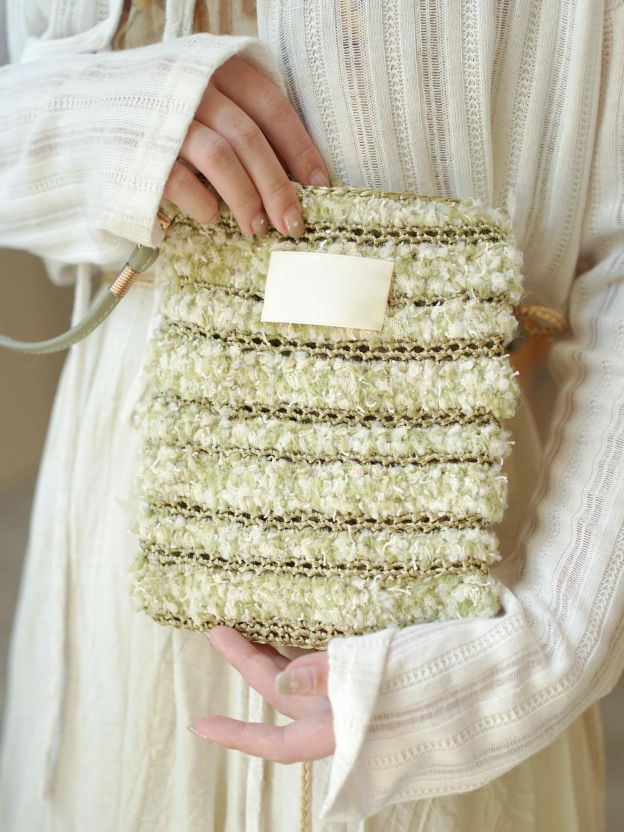 Hand mixed thread Ribbon Mobile Phone Crossbody Bag DIY Material Bag Crocheted Handmade Gift Original Valentine's Day Girlfriend Birthday-HOOKSTH