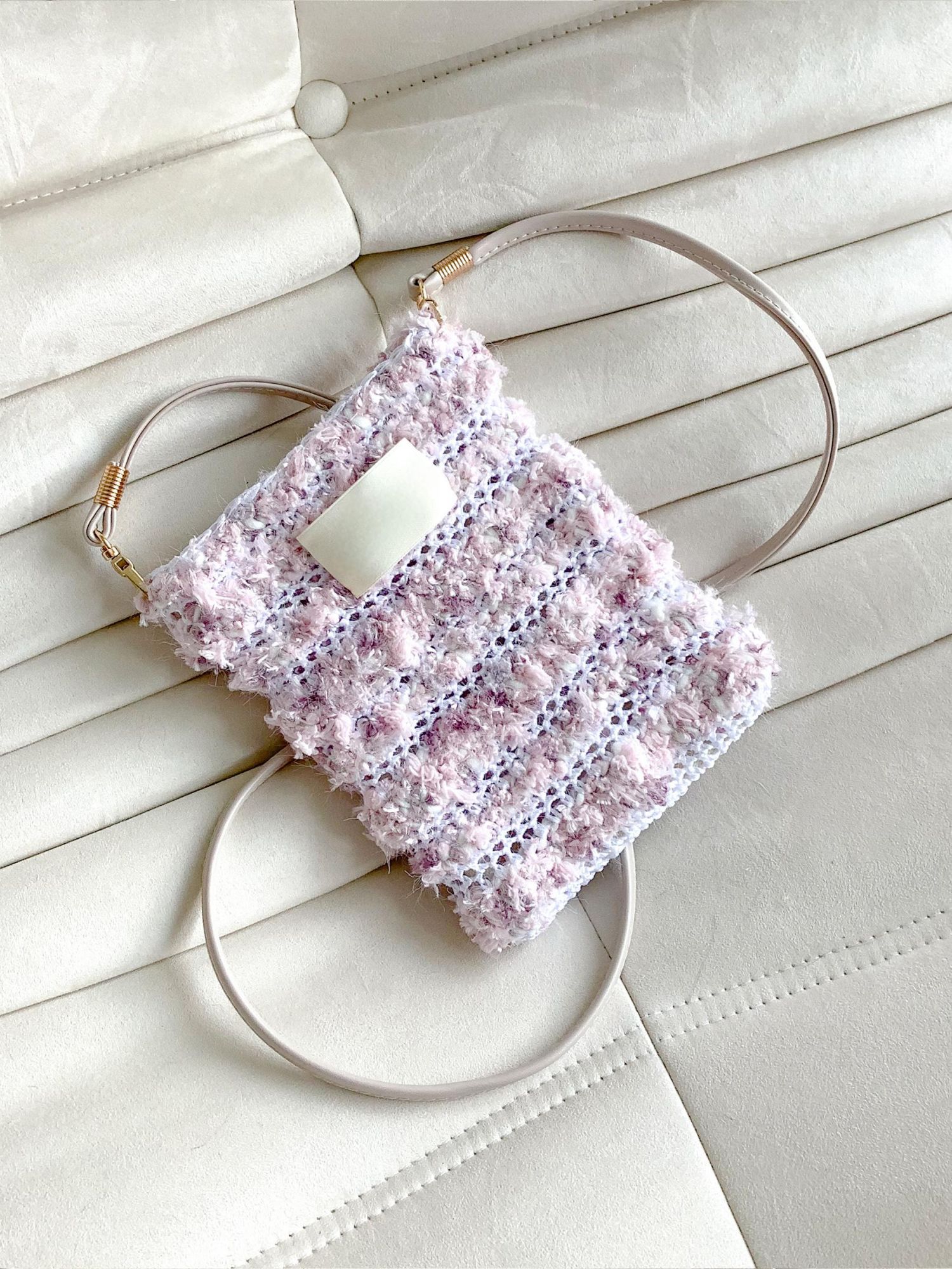 Hand mixed thread Ribbon Mobile Phone Crossbody Bag DIY Material Bag Crocheted Handmade Gift Original Valentine's Day Girlfriend Birthday-HOOKSTH