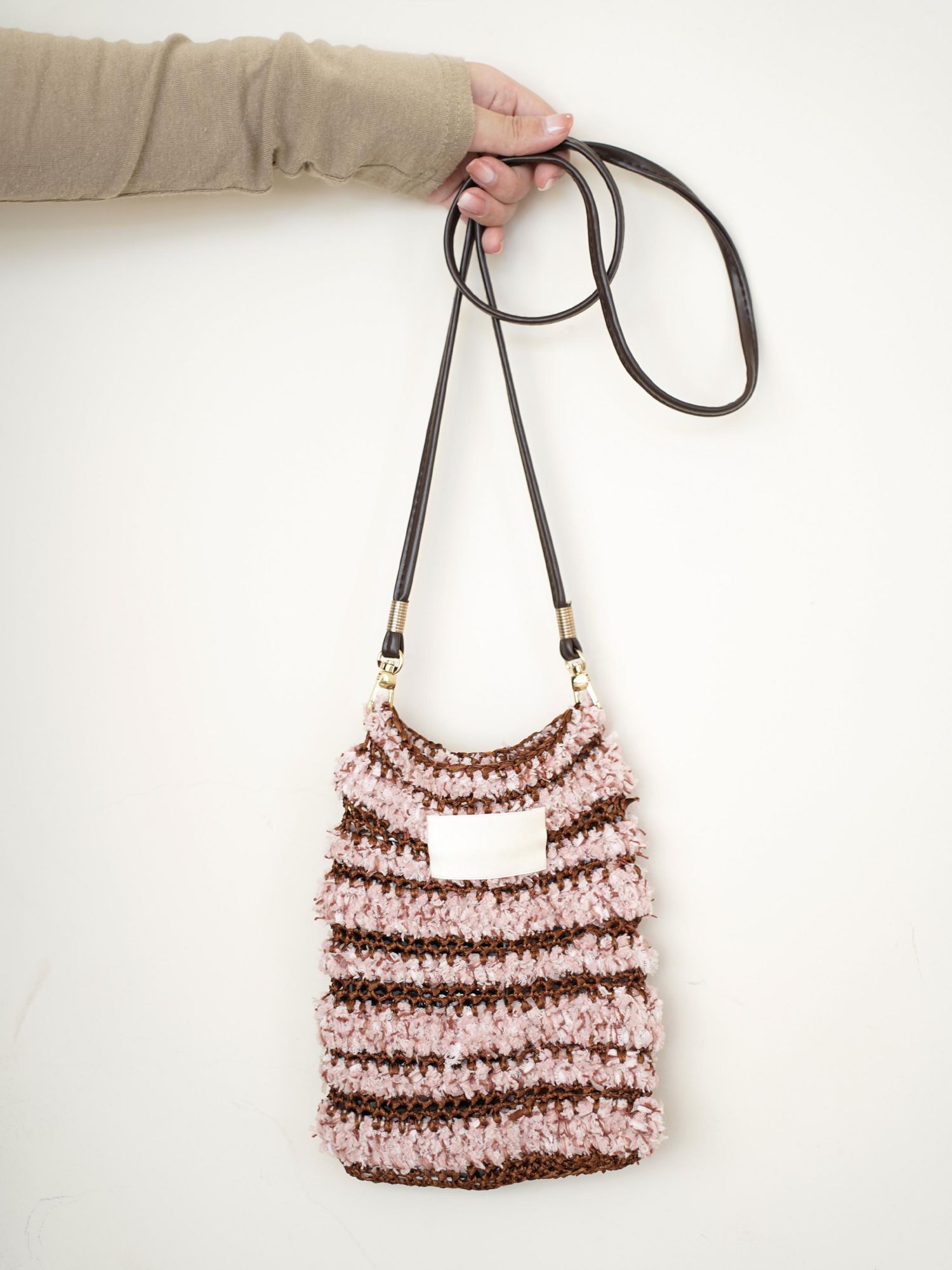 Hand mixed thread Ribbon Mobile Phone Crossbody Bag DIY Material Bag Crocheted Handmade Gift Original Valentine's Day Girlfriend Birthday-HOOKSTH