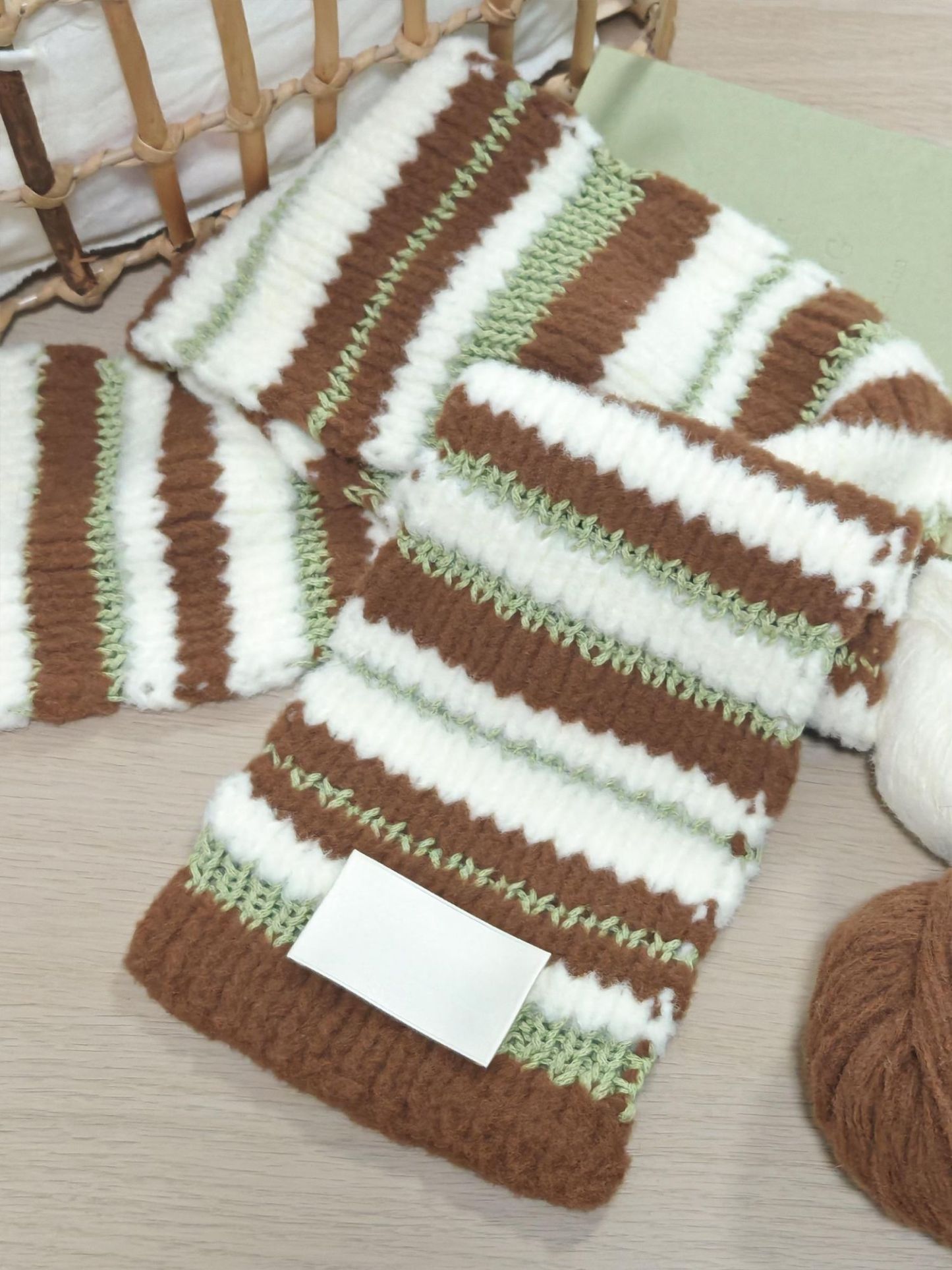 Marshmallow mix color scarf DIY material package woven handmade gift original contrasting color couple autumn and winter Christmas Valentine's Day New Year-HOOKSTH