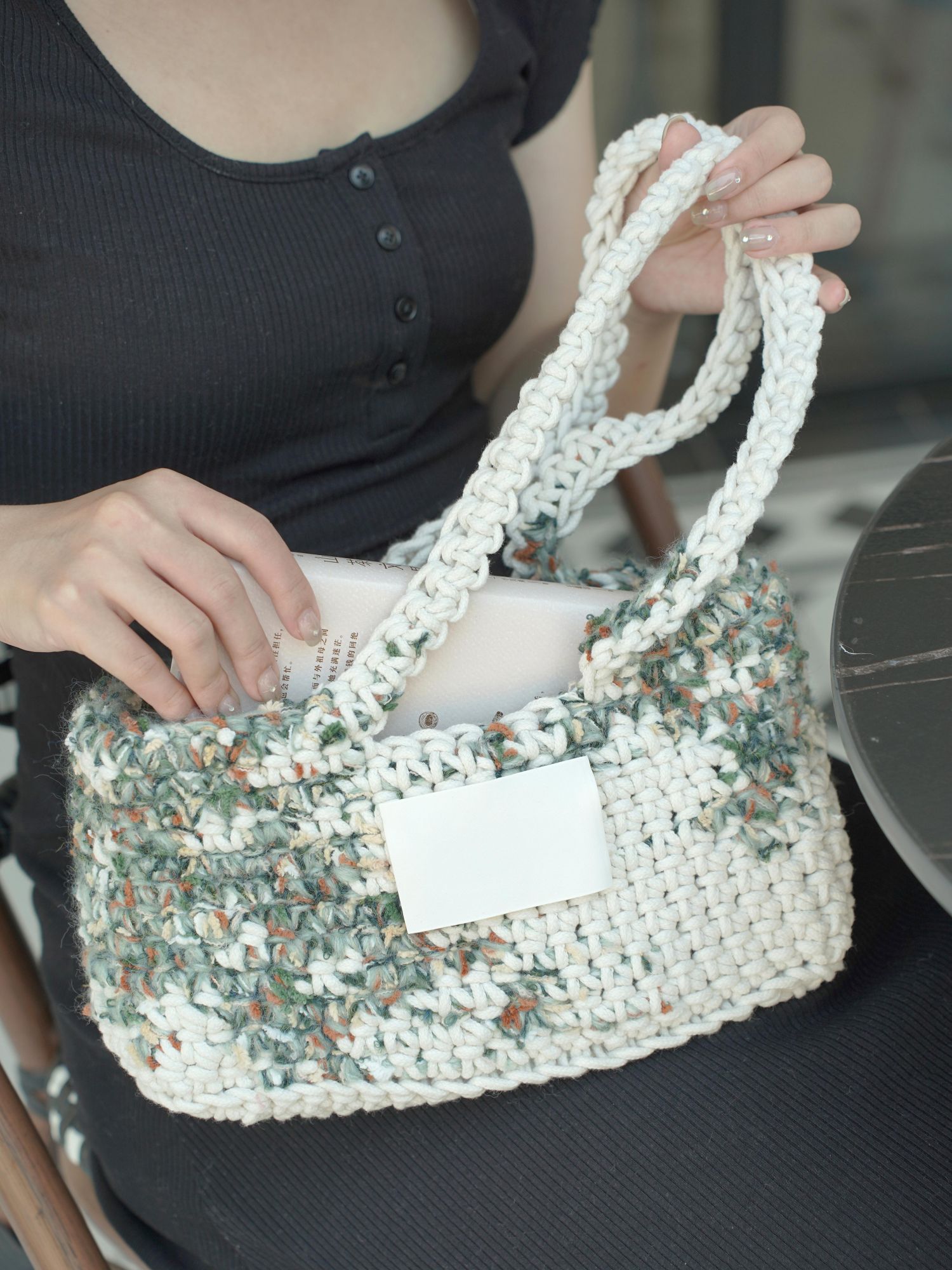 Hand-mixed thread climbing wall series bag DIY material package One shoulder crocheted handmade gift Girlfriend Girlfriend Original-HOOKSTH