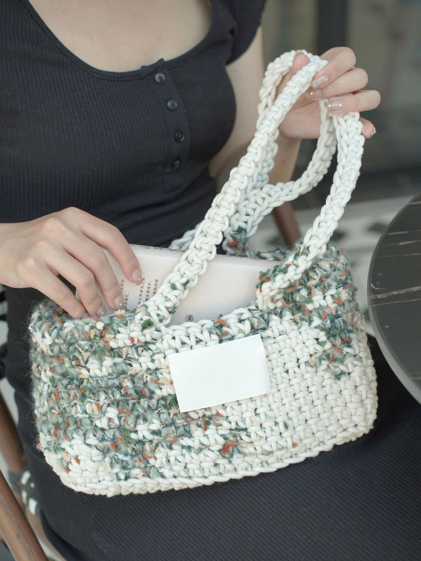 Hand-mixed thread climbing wall series bag DIY material package One shoulder crocheted handmade gift Girlfriend Girlfriend Original-HOOKSTH