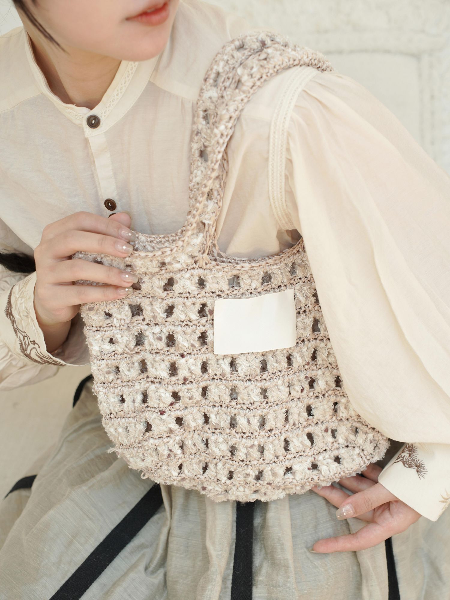 Hand Mixed Waffle Ribbon Bag DIY Material Bag Handwoven Gift Birthday Girlfriend Valentine's Day Girlfriend Gift-HOOKSTH