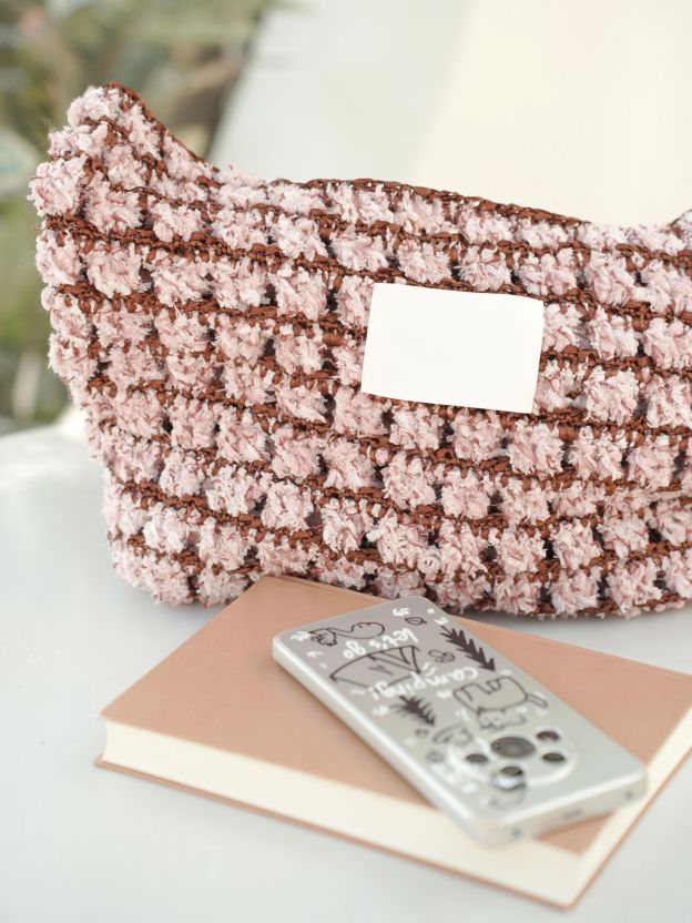 Hand Mixed Waffle Ribbon Bag DIY Material Bag Handwoven Gift Birthday Girlfriend Valentine's Day Girlfriend Gift-HOOKSTH