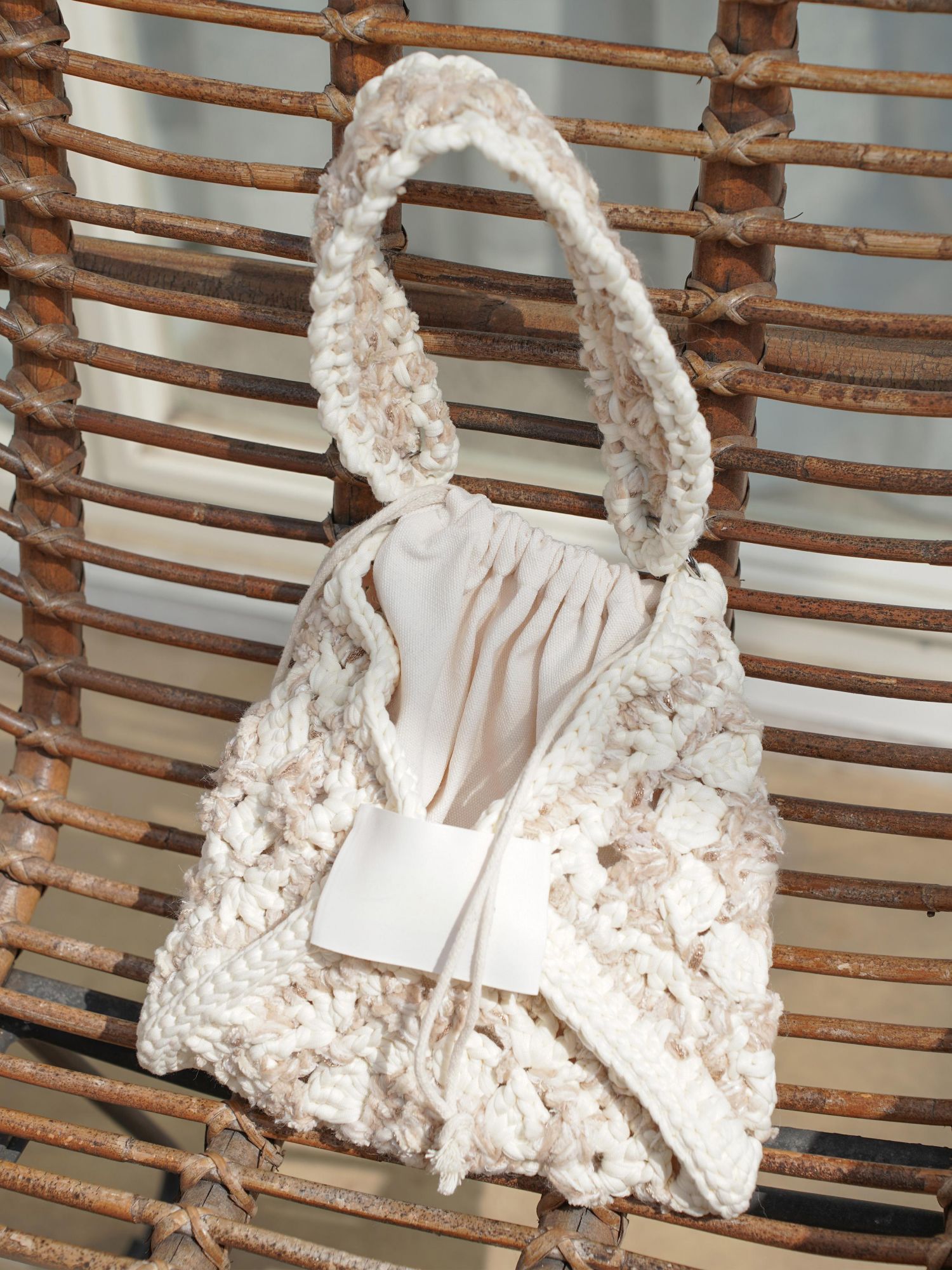 Hand mixed thread flower bag DIY material bag crocheted shoulder handmade gift original-HOOKSTH