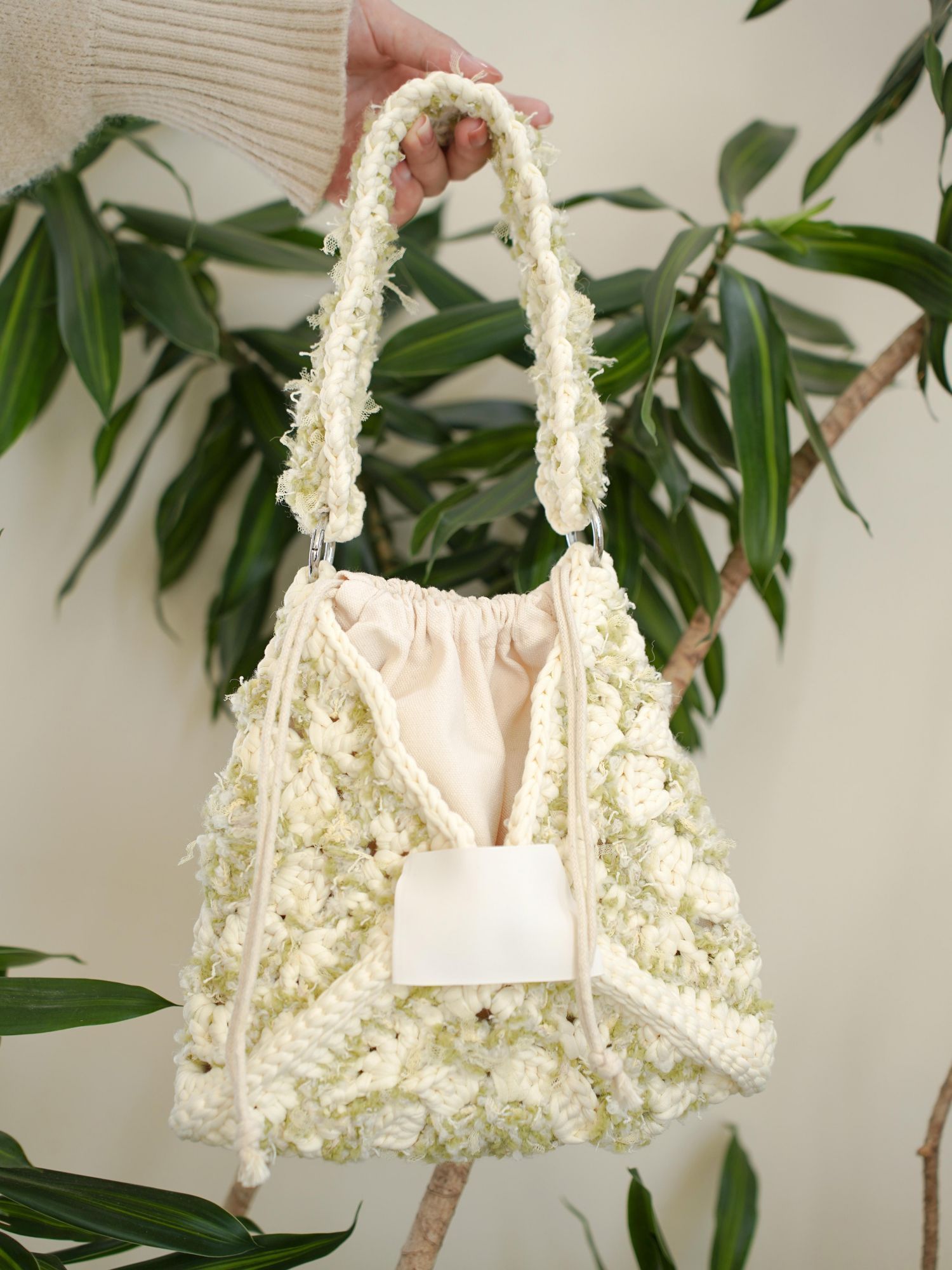 Hand mixed thread flower bag DIY material bag crocheted shoulder handmade gift original-HOOKSTH