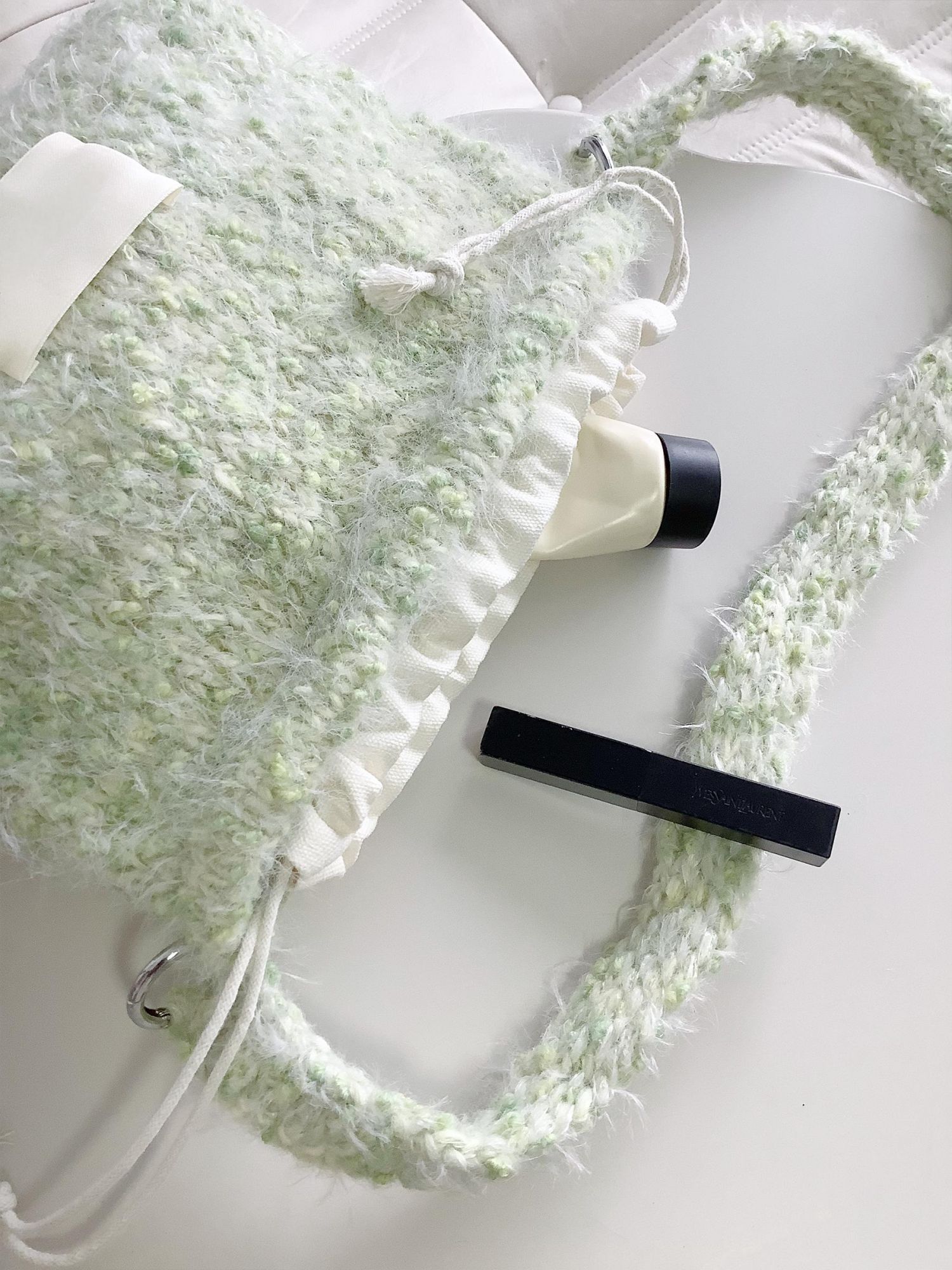 Hand mixed thread moss bag DIY material bag Original woven gift Gift handmade green shoulder bag-HOOKSTH