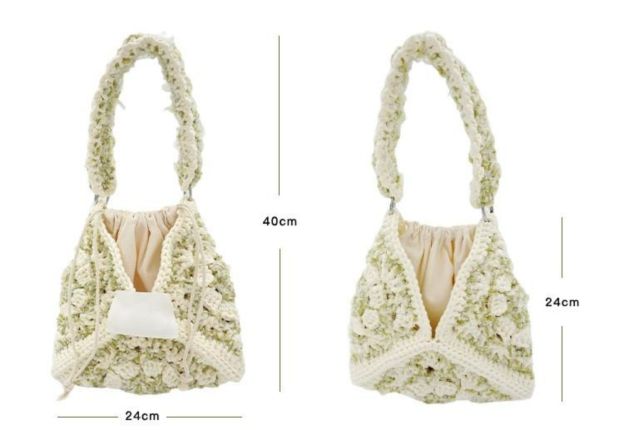 Hand mixed thread flower bag DIY material bag crocheted shoulder handmade gift original-HOOKSTH