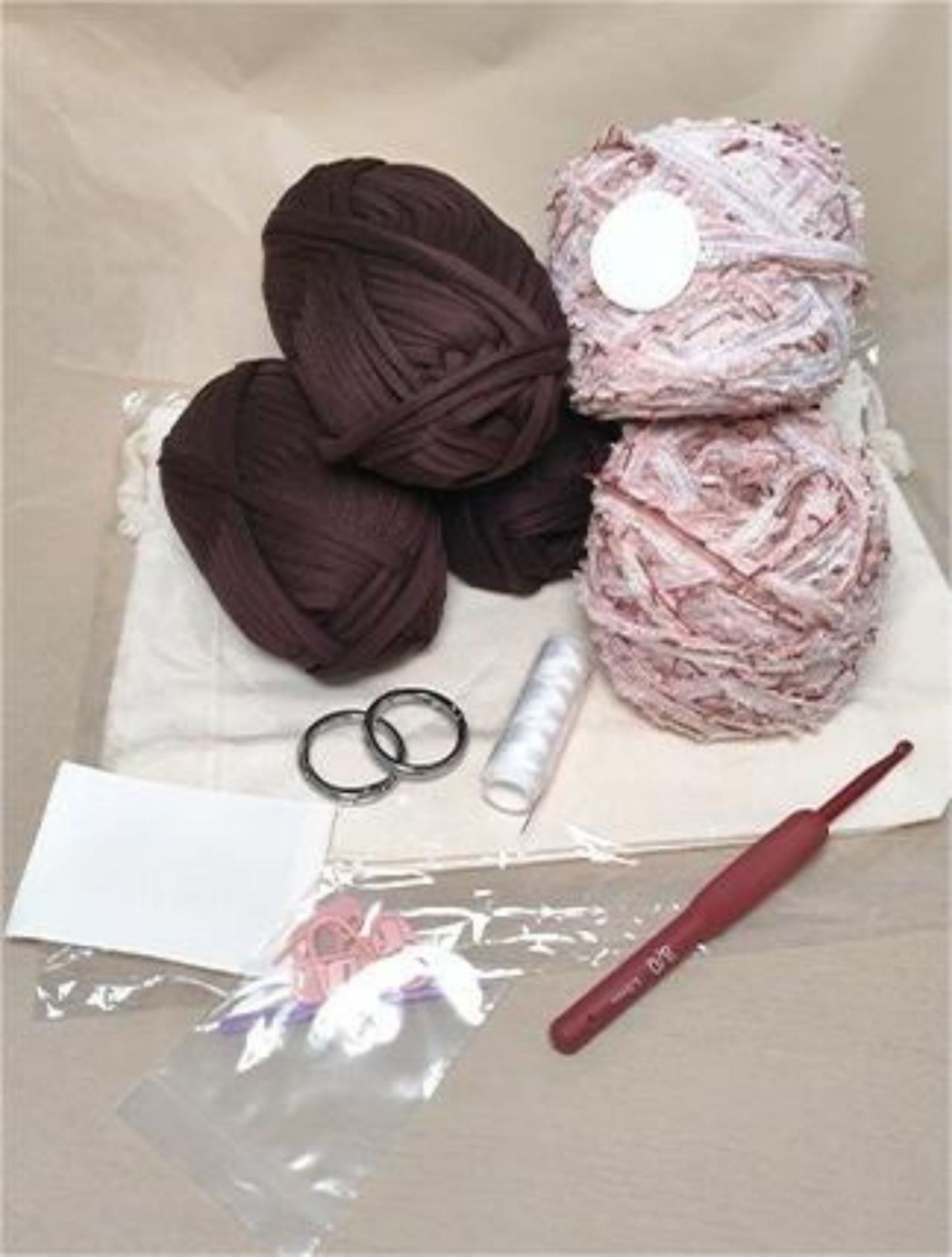 Hand mixed thread flower bag DIY material bag crocheted shoulder handmade gift original-HOOKSTH