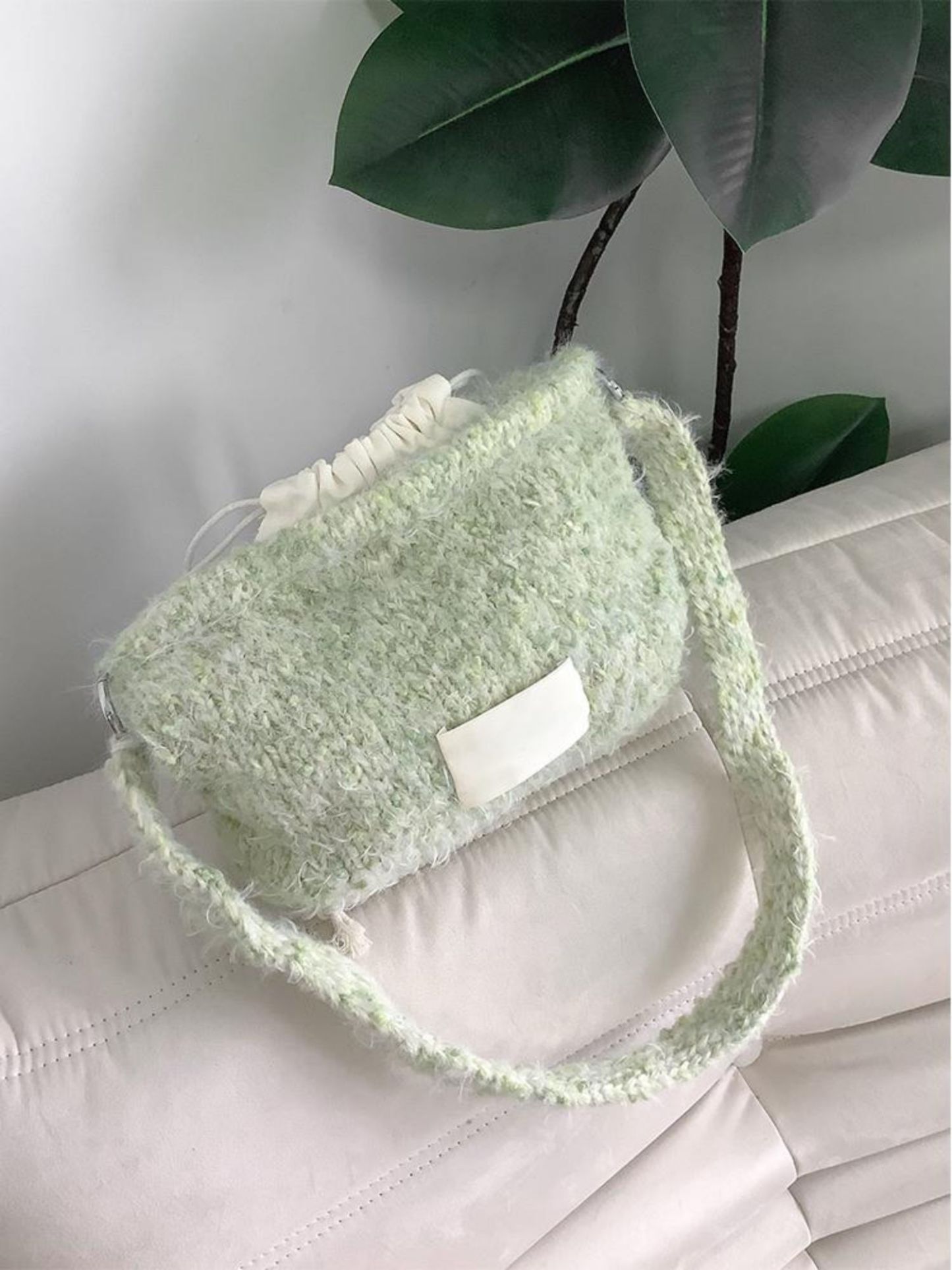 Hand mixed thread moss bag DIY material bag Original woven gift Gift handmade green shoulder bag-HOOKSTH