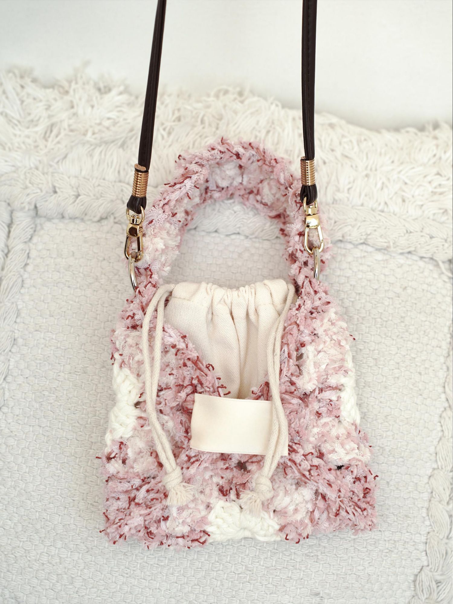 Hand Mixed Thread Square Bag DIY Material Pack Hand Knitted Crocheted Birthday Valentine's Day Gift Original-HOOKSTH