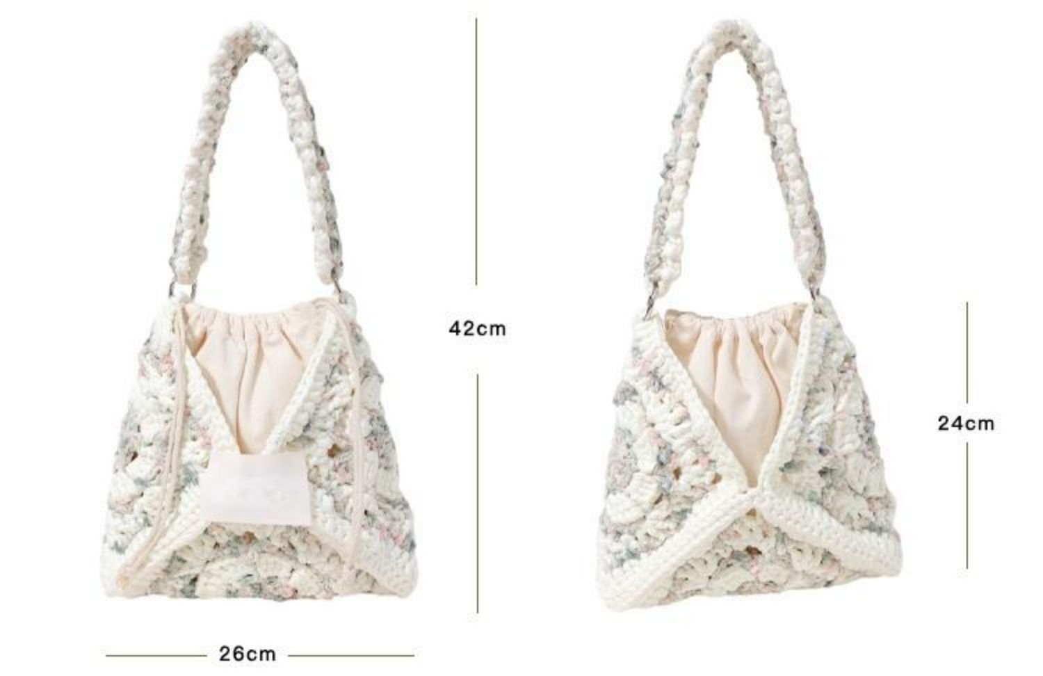 Hand mixed thread flower bag DIY material bag crocheted shoulder handmade gift original-HOOKSTH