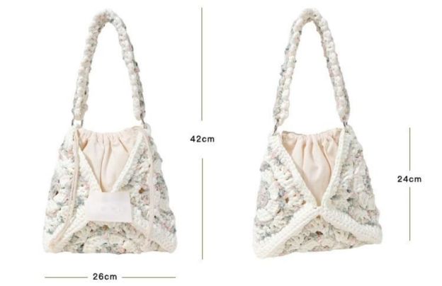 Hand mixed thread flower bag DIY material bag crocheted shoulder handmade gift original-HOOKSTH