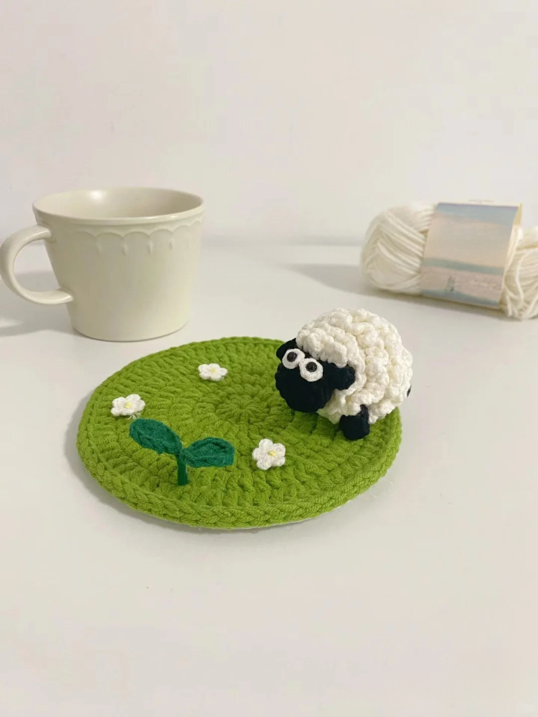 Shaun the Sheep | Handmade Crochet Coaster