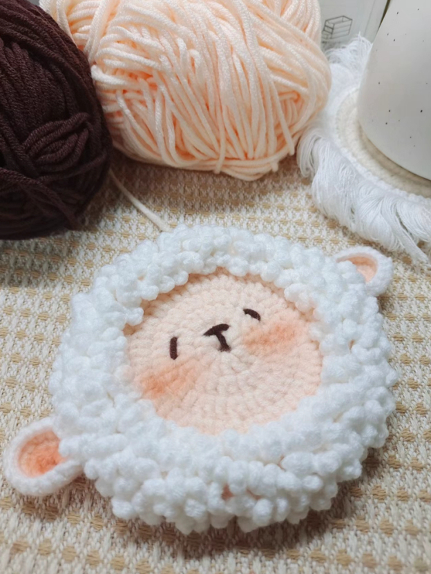 Meet Bob the Sheep | Handmade Crochet Coaster