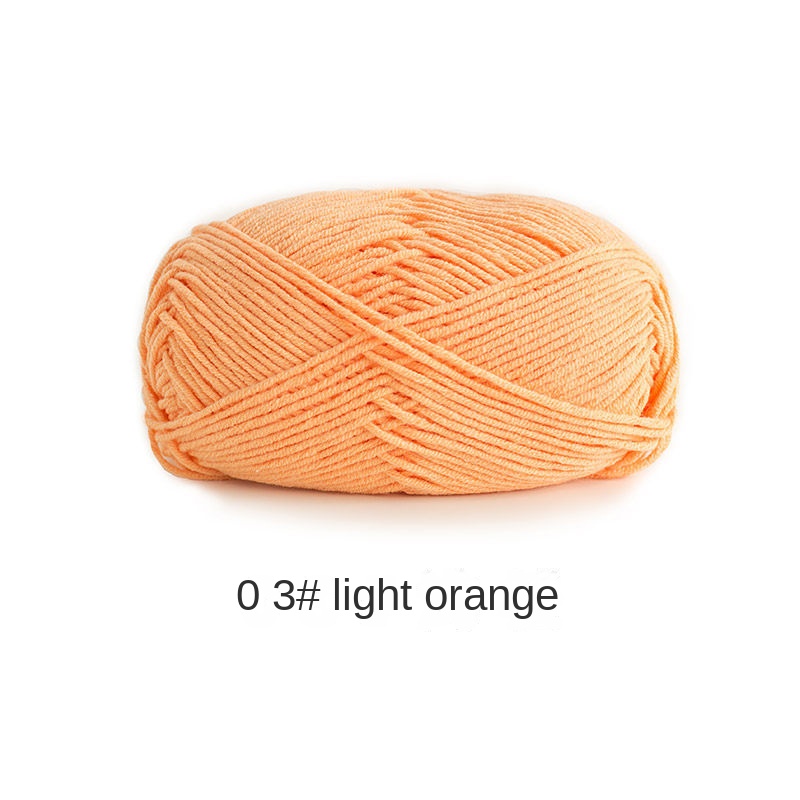 Orange Yellow Brown 4 strands of milk combed cotton medium and coarse wool ball hand-woven 50g crochet rod hat scarf sweater handmade gift