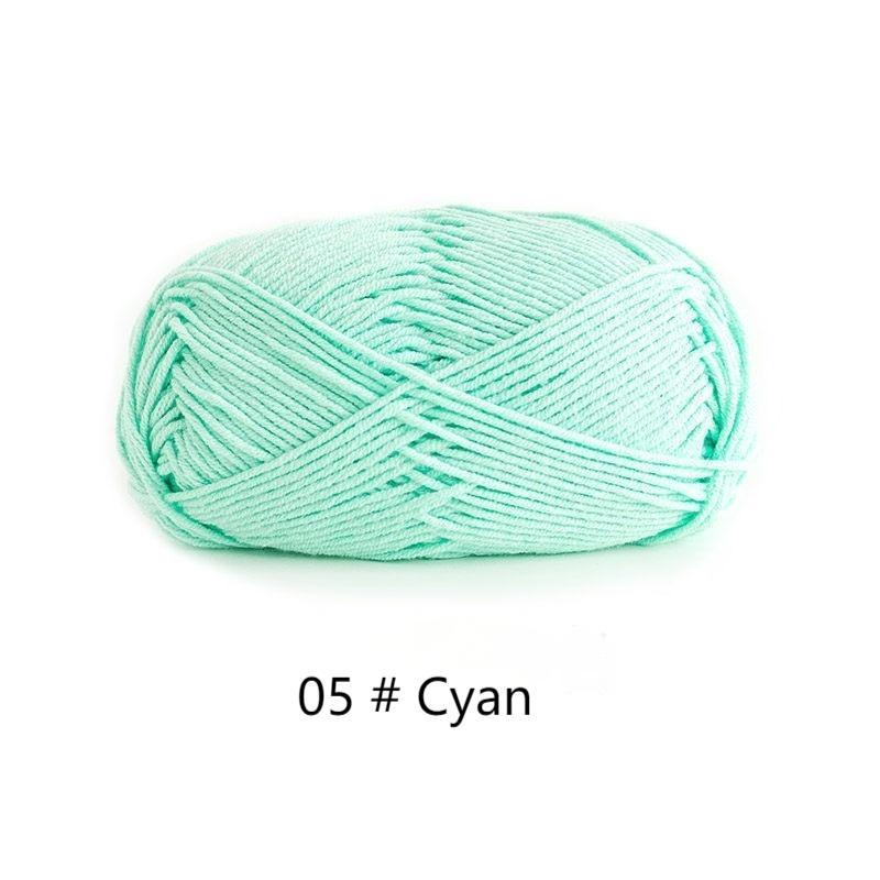 Green Cyan 4-ply combed Cotton &  Acrylic hand knitting yarn 50g hand-woven gift crochet rod hat scarf sweater handmade gift-HOOKSTH