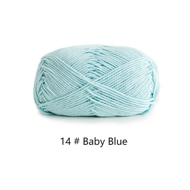 Blue 4 strands of milk combed cotton medium and coarse wool ball hand-woven 50g crochet rod hat scarf sweater handmade gift