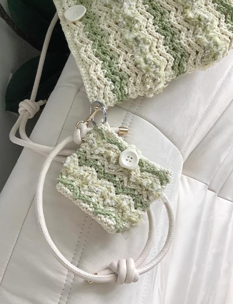 Hand mixed thread Bobo Bag DIY Material Bag Woven Handmade Bag Crocheted Original Contrast Color One Shoulder Crossbody-HOOKSTH