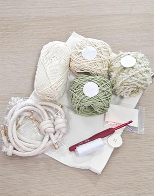 Hand mixed thread Bobo Bag DIY Material Bag Woven Handmade Bag Crocheted Original Contrast Color One Shoulder Crossbody-HOOKSTH