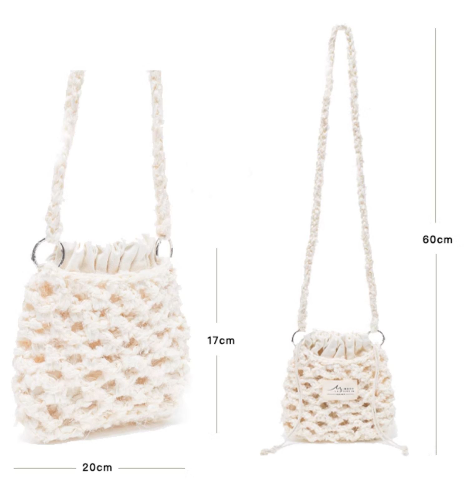 Hand mixed thread pineapple bag wind chime DIY material bag original woven gift crossbody handmade warm white-HOOKSTH