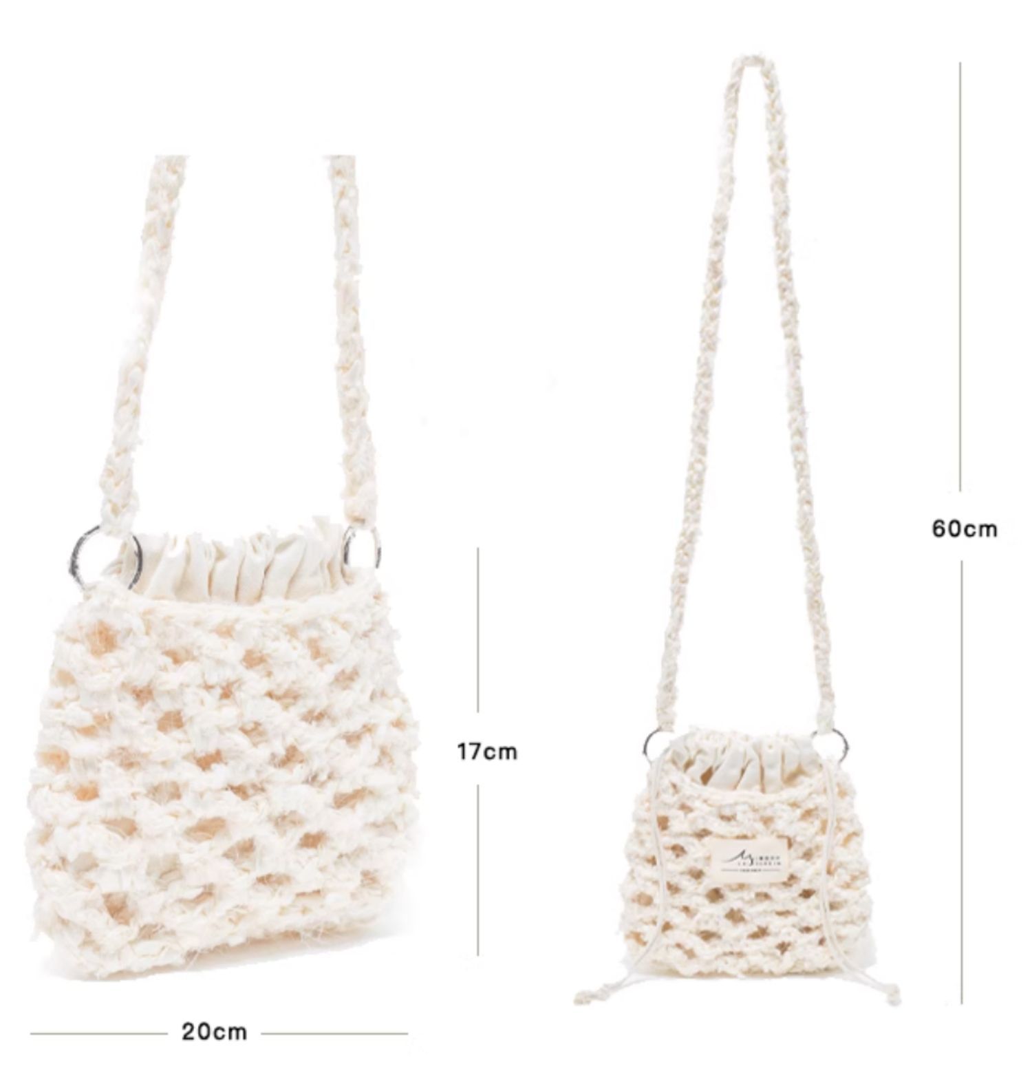 Hand mixed thread pineapple bag wind chime DIY material bag original woven gift crossbody handmade warm white-HOOKSTH