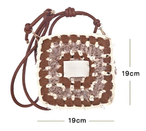 Hand mixed thread Biscuit Bag DIY Material Bag Handmade Gift Crocheted Original Maillard Shoulder Crossbody-HOOKSTH