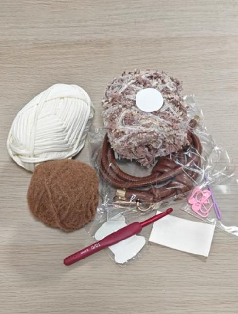 Hand mixed thread Biscuit Bag DIY Material Bag Handmade Gift Crocheted Original Maillard Shoulder Crossbody-HOOKSTH